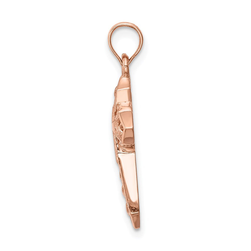 14K Rose Gold Polished Cross Pendant