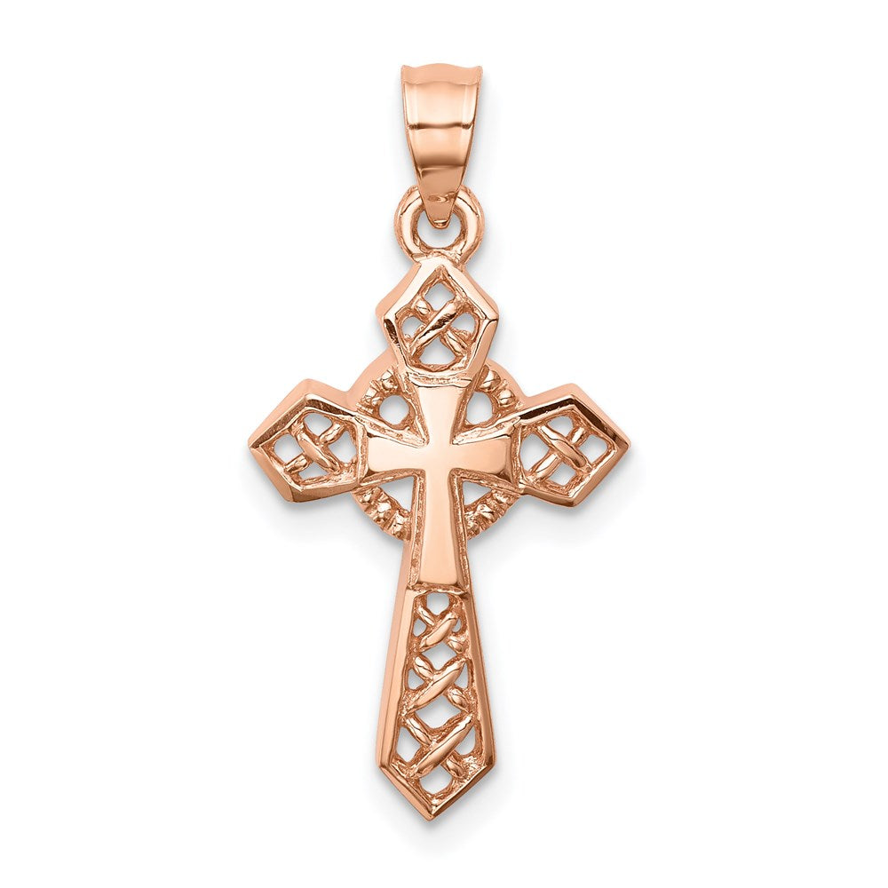 14K Rose Gold Polished Cross Pendant