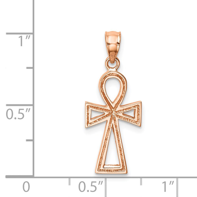 14K Rose Gold Polished Ankh Pendant