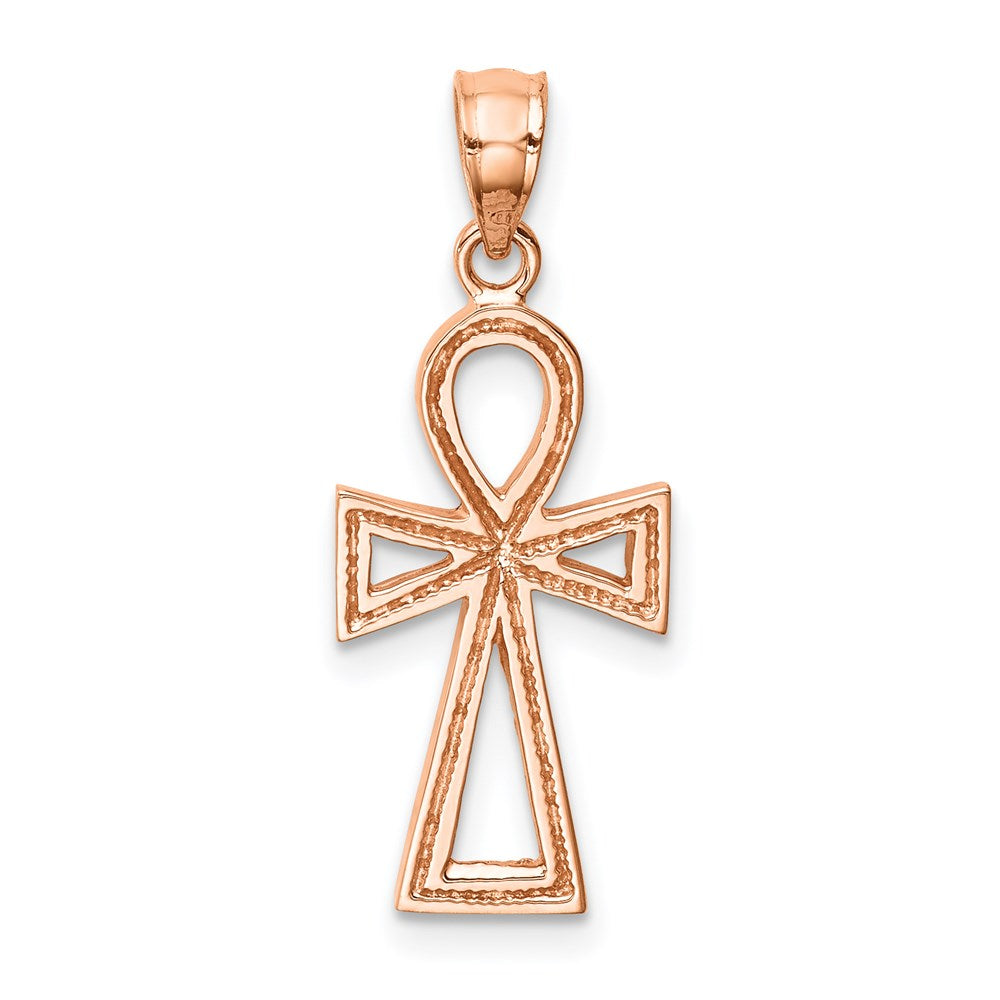 14K Rose Gold Polished Ankh Pendant