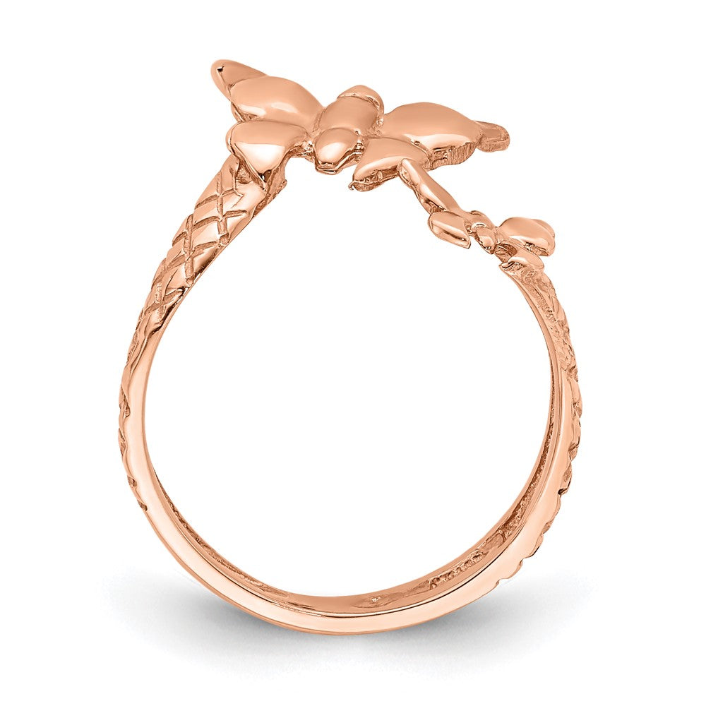 14K Rose Gold Polished & Textured Butterfly Toe Ring