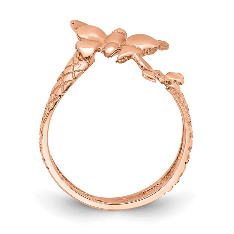 14K Rose Gold Polished & Textured Butterfly Toe Ring