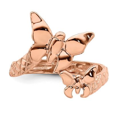 14K Rose Gold Polished & Textured Butterfly Toe Ring