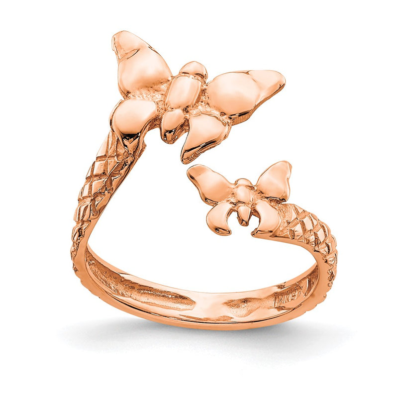 14K Rose Gold Polished & Textured Butterfly Toe Ring