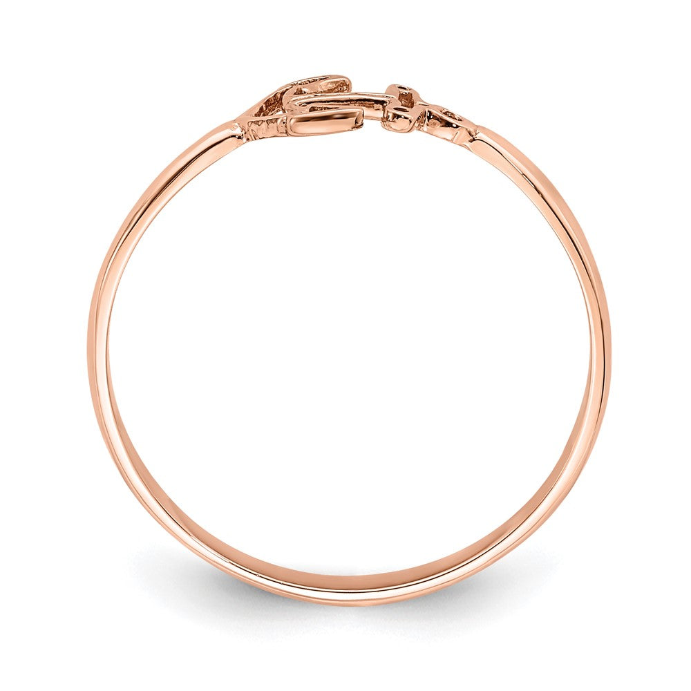 14K Rose Gold Polished Anchor Ring (Size 7 Only)