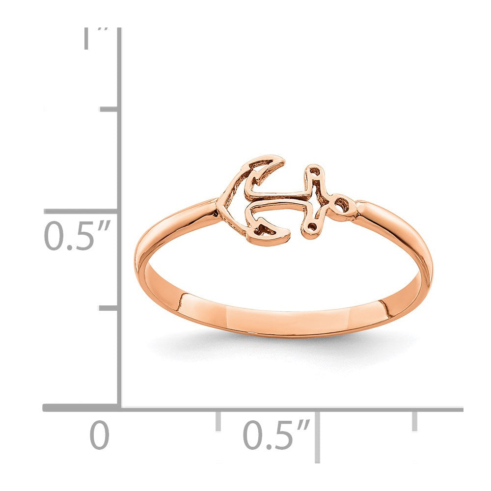 14K Rose Gold Polished Anchor Ring (Size 7 Only)