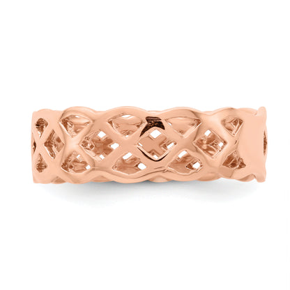 14K Rose Gold Polished Weave Ring (Size 7 Only)