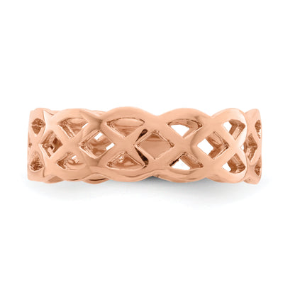 14K Rose Gold Polished Weave Ring (Size 7 Only)