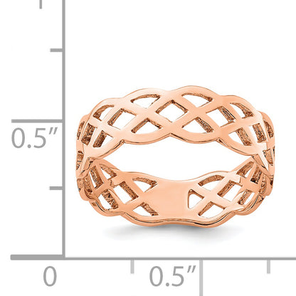 14K Rose Gold Polished Weave Ring (Size 7 Only)
