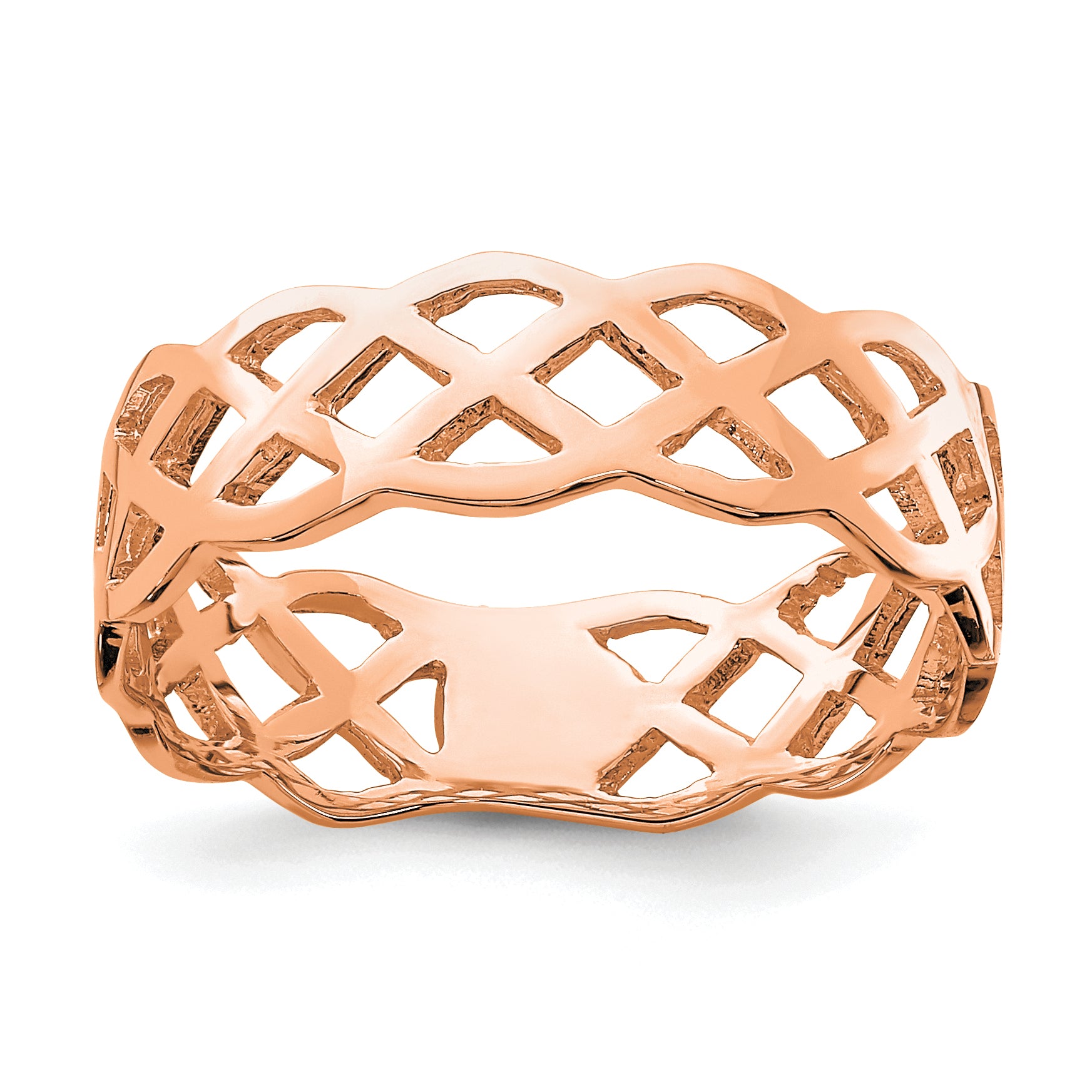 14K Rose Gold Polished Weave Ring (Size 7 Only)
