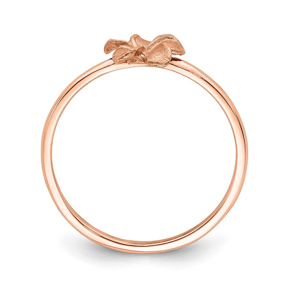 14K Rose Gold Brushed & Polished D/C Plumeria Ring (Size 7 Only)