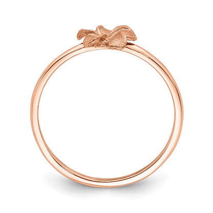 14K Rose Gold Brushed & Polished D/C Plumeria Ring (Size 7 Only)