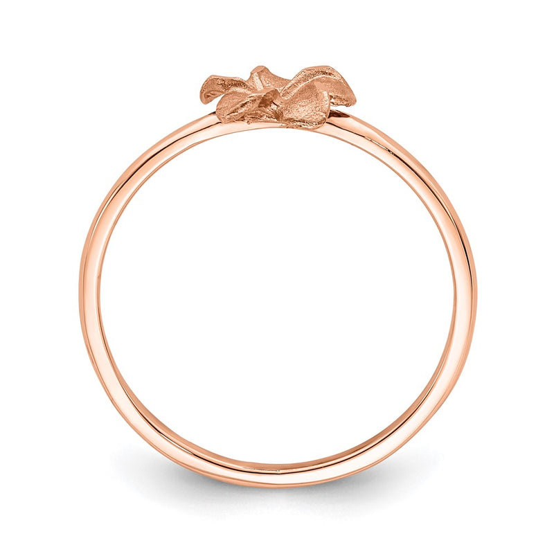 14K Rose Gold Brushed & Polished D/C Plumeria Ring (Size 7 Only)