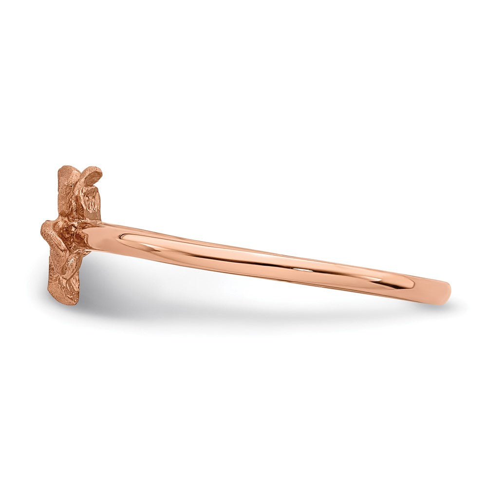 14K Rose Gold Brushed & Polished D/C Plumeria Ring (Size 7 Only)