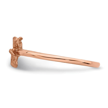 14K Rose Gold Brushed & Polished D/C Plumeria Ring (Size 7 Only)