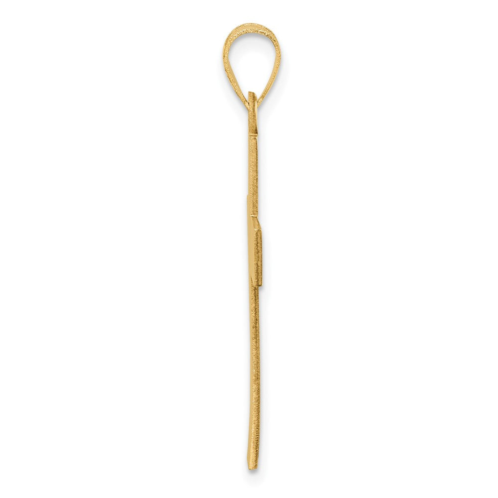 14K Yellow Gold Large Satin Cross Pendant
