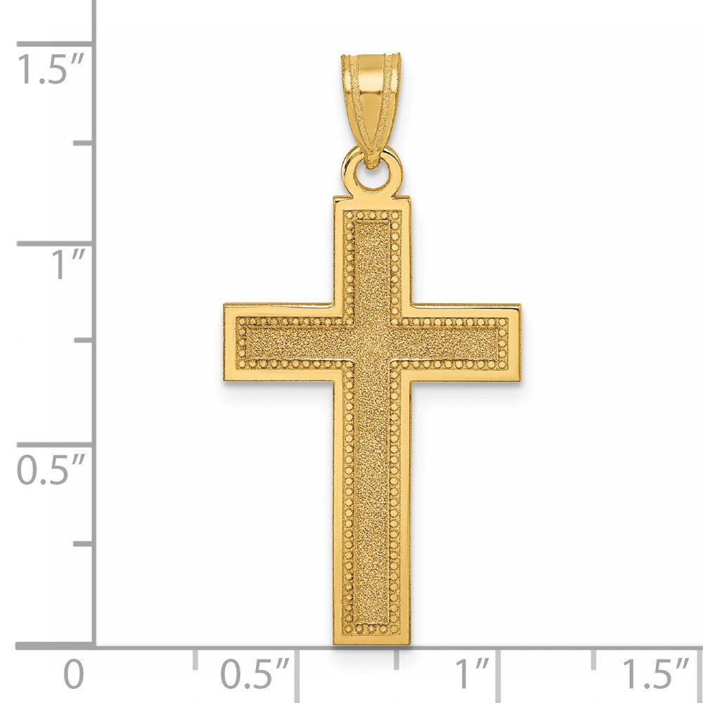 14K Yellow Gold Large Satin Cross Pendant