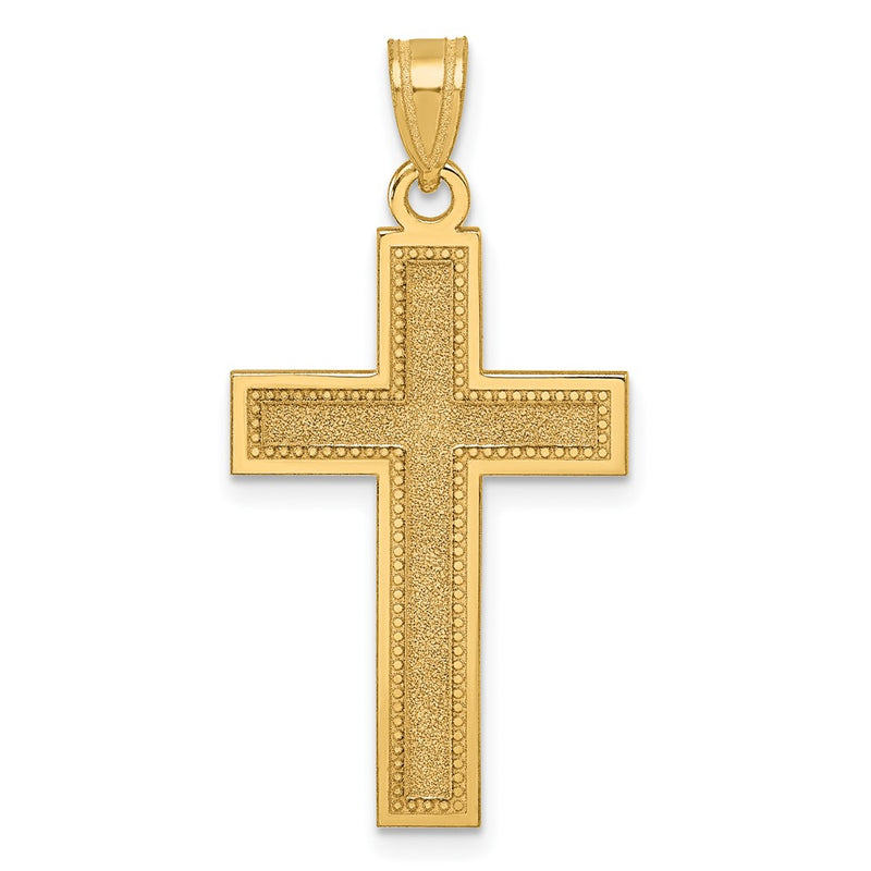 14K Yellow Gold Large Satin Cross Pendant