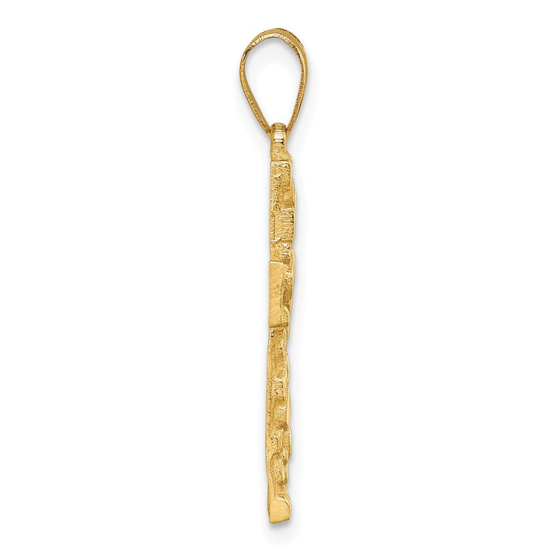 14K Yellow Gold Polished/textured Nugget Style Cross Pendant