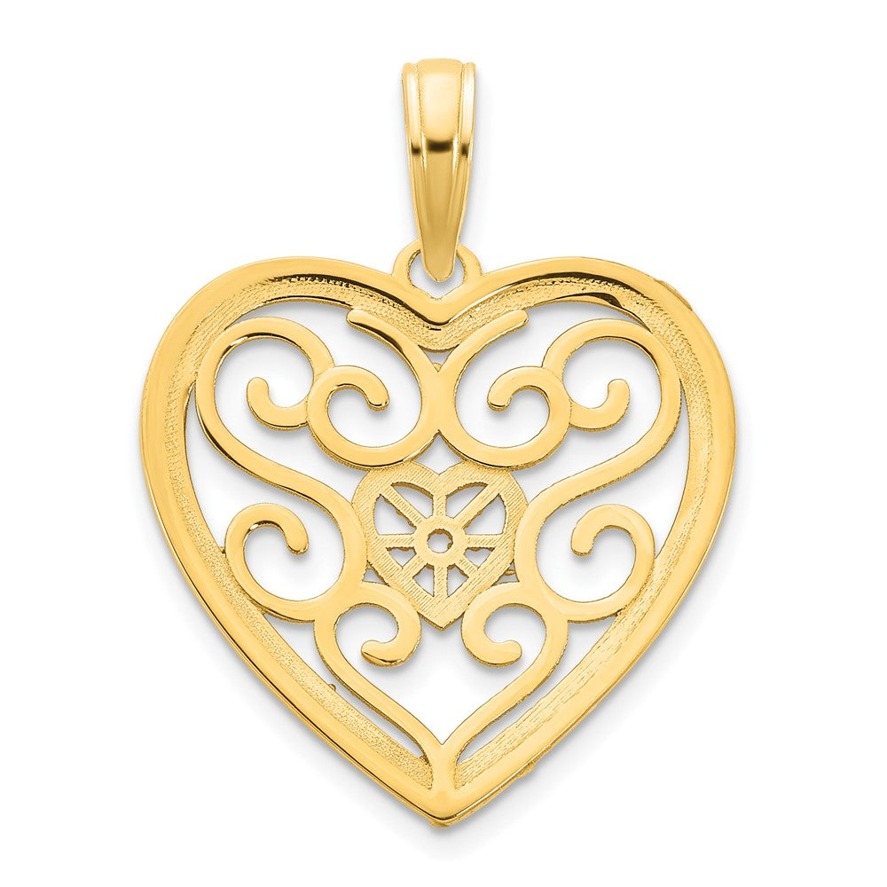 14K Yellow Gold 14Ky Fancy Heart Pendant