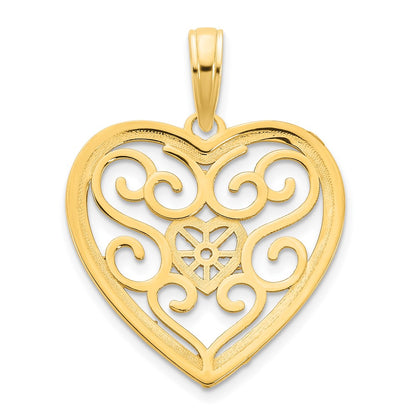 14K Yellow Gold 14Ky Fancy Heart Pendant