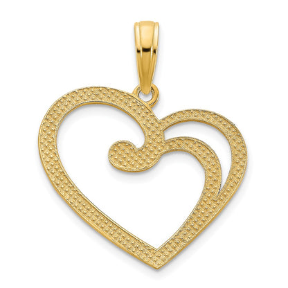 14K Yellow Gold Fancy Open Heart Pendant