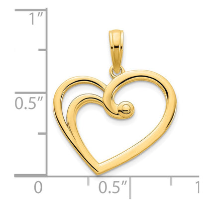 14K Yellow Gold Fancy Open Heart Pendant