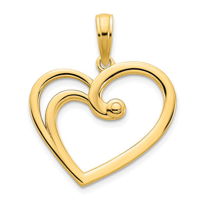 14K Yellow Gold Fancy Open Heart Pendant