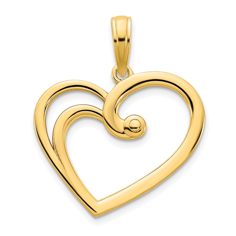 14K Yellow Gold Fancy Open Heart Pendant