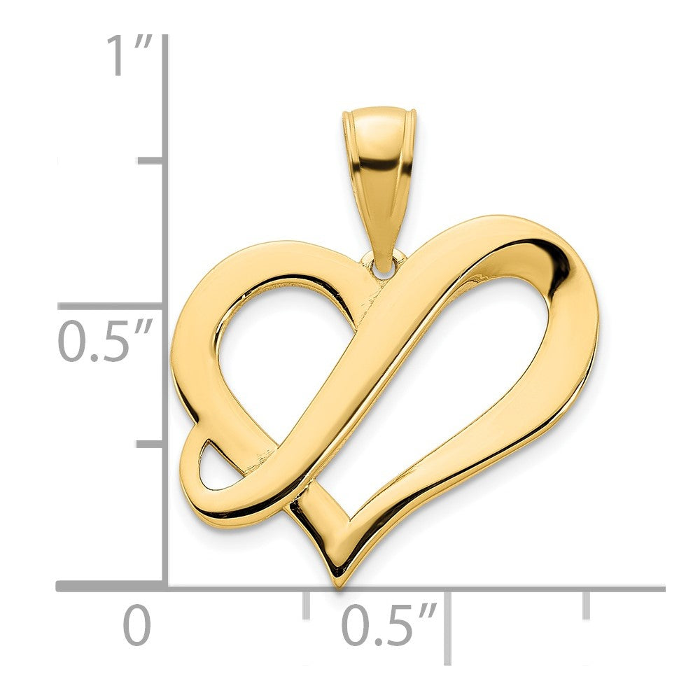 14k Yellow Gold  Fancy Heart Pendant