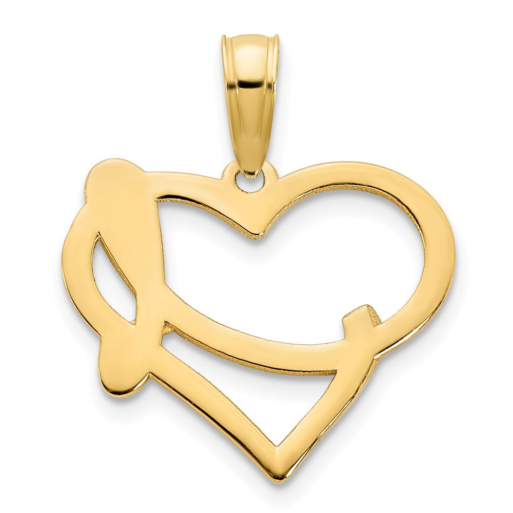14K Yellow Gold Fancy Heart Pendant