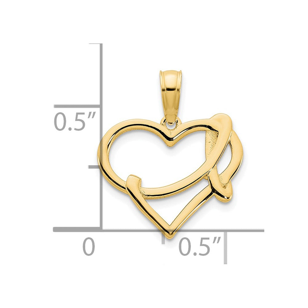 14K Yellow Gold Fancy Heart Pendant