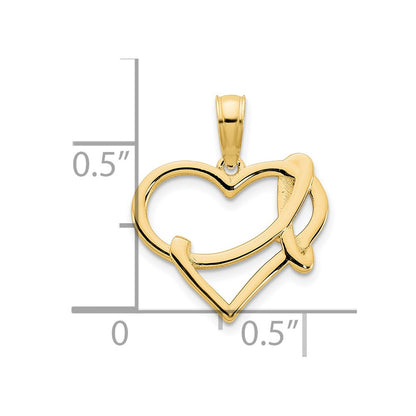 14K Yellow Gold Fancy Heart Pendant