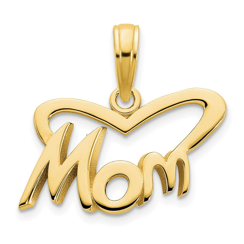 14K Yellow Gold Mom Heart Pendant