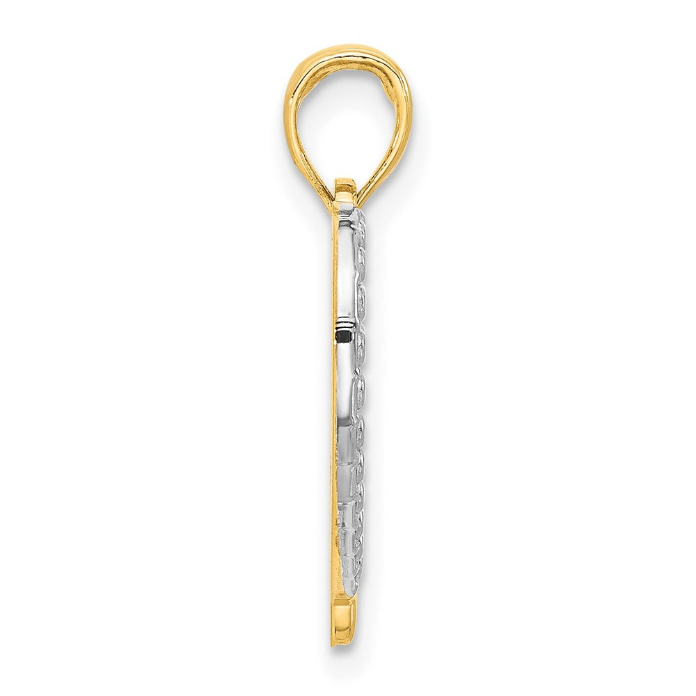 14K Yellow & Rhodium and Rhodium Polished Heart Pendant