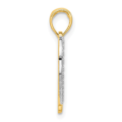14K Yellow & Rhodium and Rhodium Polished Heart Pendant
