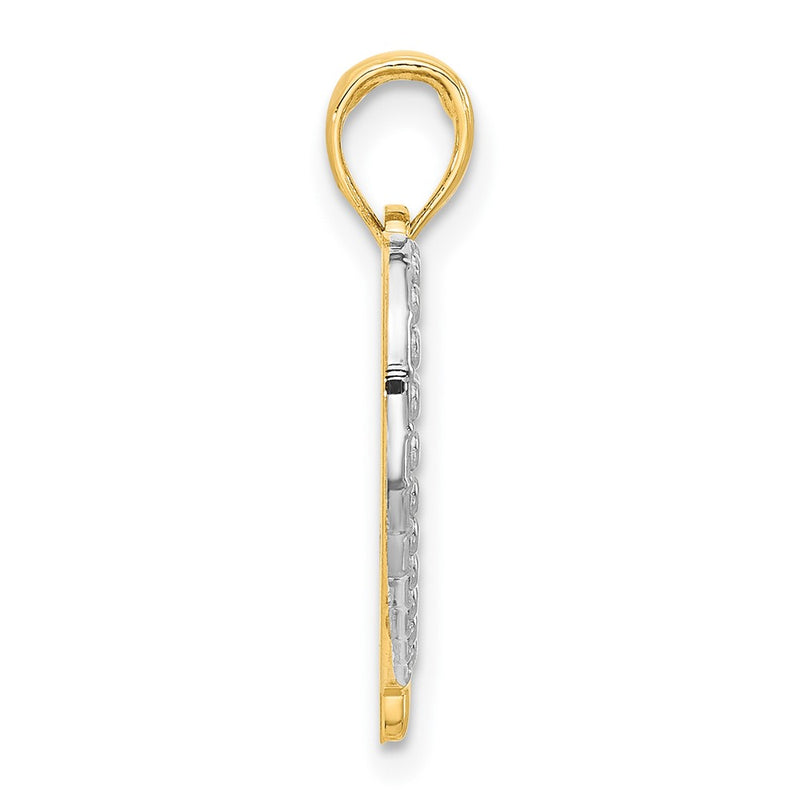 14K Yellow & Rhodium and Rhodium Polished Heart Pendant