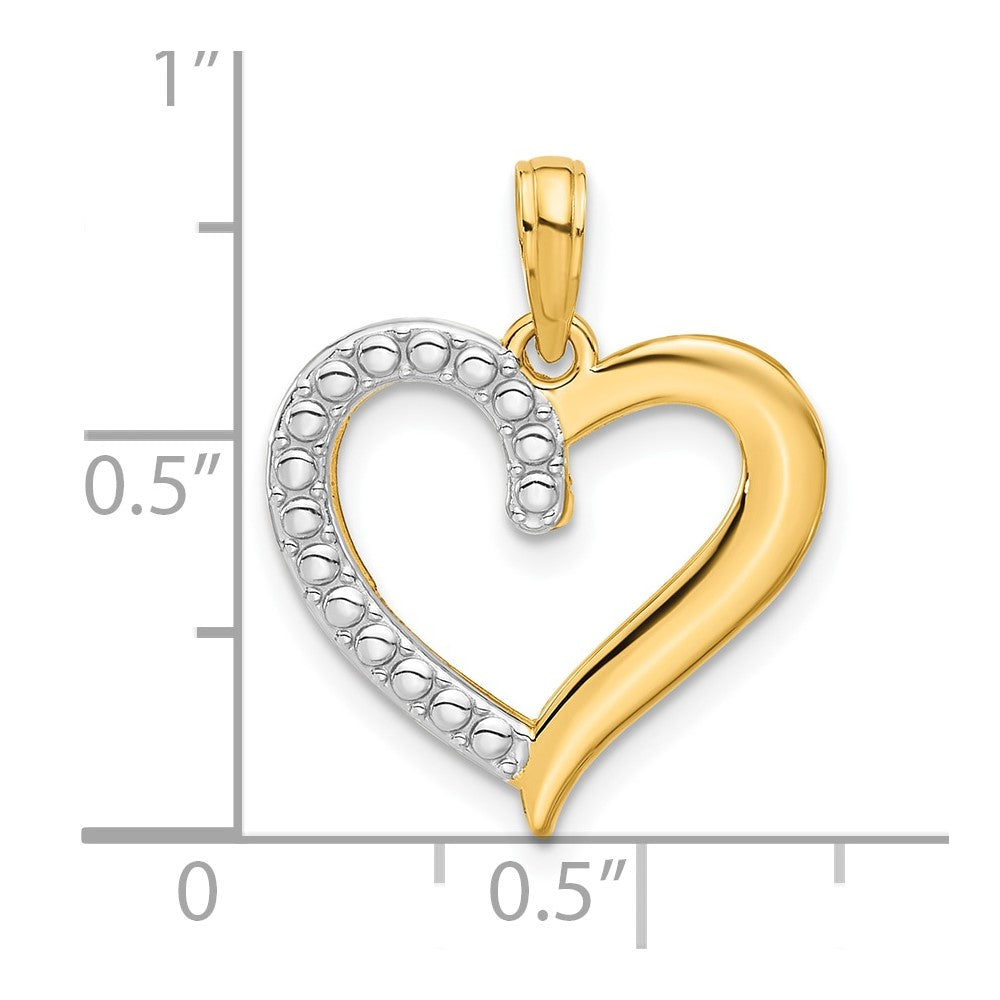 14K Yellow & Rhodium and Rhodium Polished Heart Pendant
