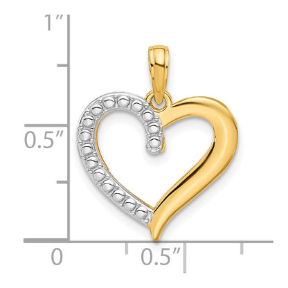14K Yellow & Rhodium and Rhodium Polished Heart Pendant