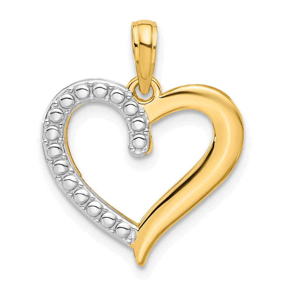 14K Yellow & Rhodium and Rhodium Polished Heart Pendant