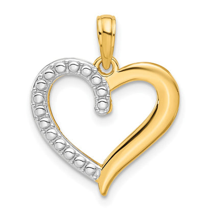 14K Yellow & Rhodium and Rhodium Polished Heart Pendant