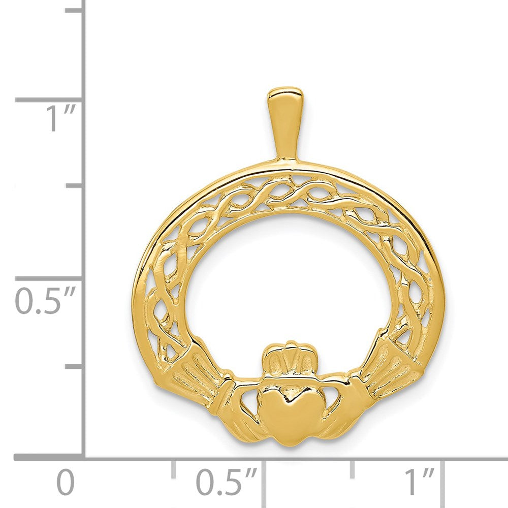 14k Yellow Gold Claddagh Pendant