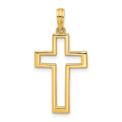 14K Yellow Gold Polished Cross Pendant