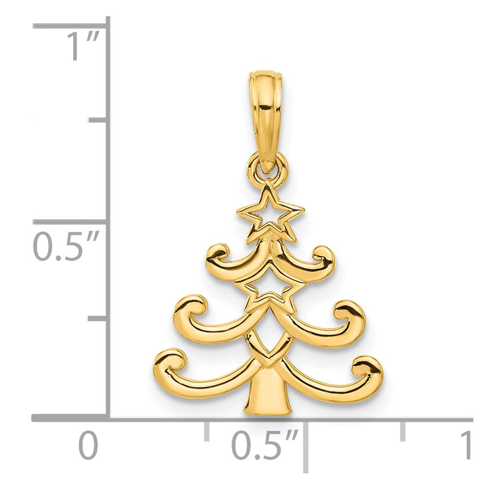 14K Yellow Gold Polished Christmas Tree Pendant