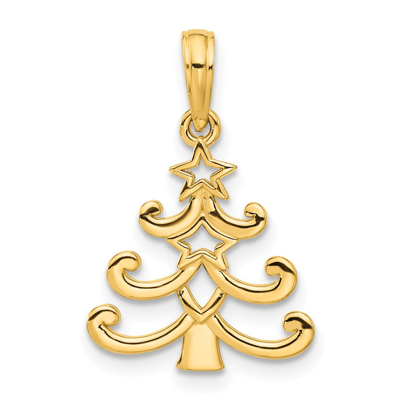 14K Yellow Gold Polished Christmas Tree Pendant