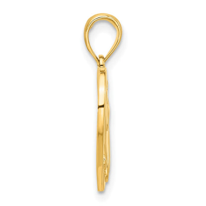 14K Yellow Gold Polished Horse Head in Heart Pendant