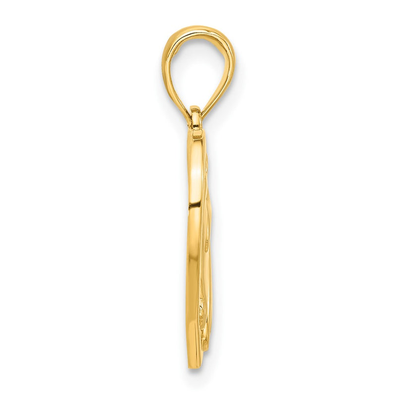 14K Yellow Gold Polished Horse Head in Heart Pendant