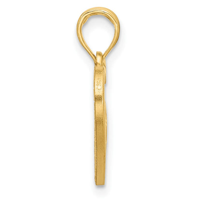 14K Yellow Gold Polished Turtle in Heart Pendant