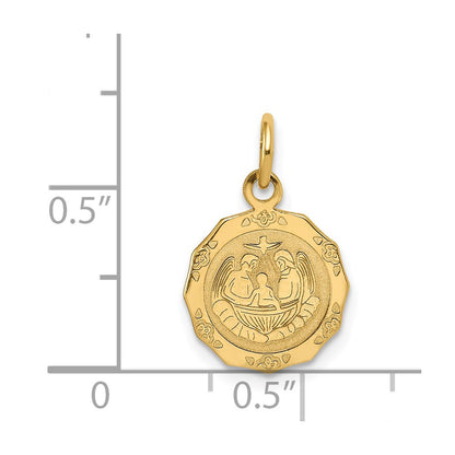 14K Yellow Gold Baptism Spanish Recuerdo Del Bautismo On Back Charm