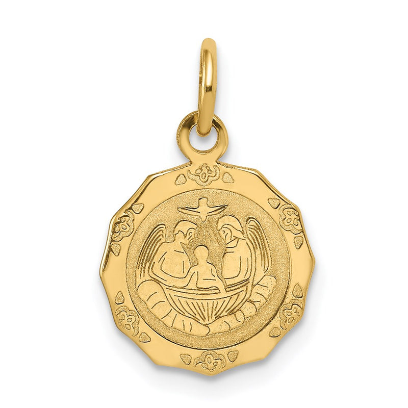 14K Yellow Gold Baptism Spanish Recuerdo Del Bautismo On Back Charm
